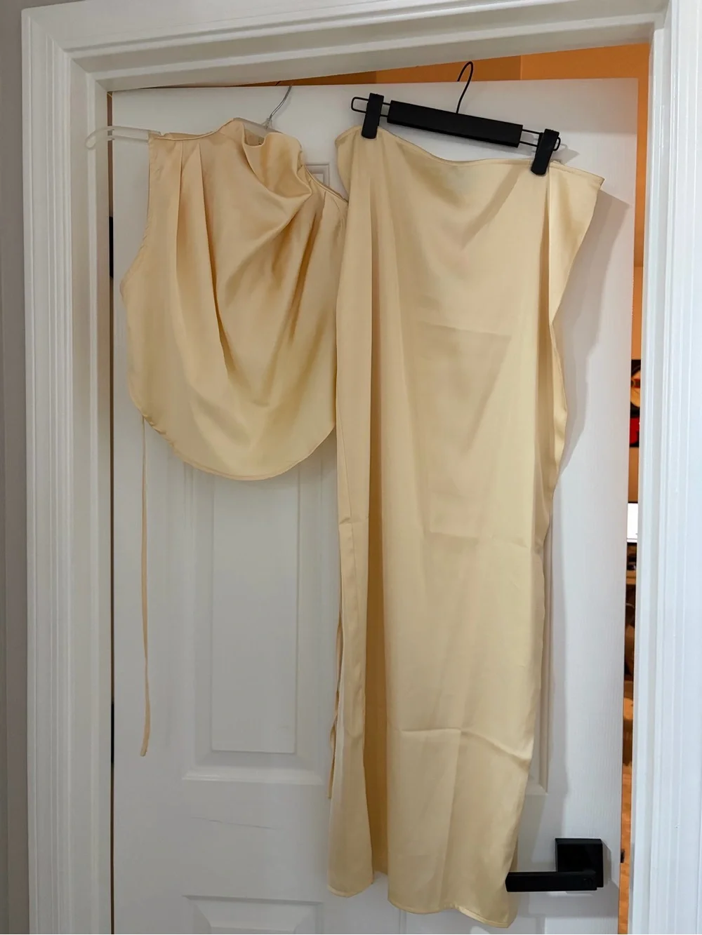 PLT Yellow Satin Skirt Set